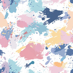 Obraz premium Washi Tape Colorful abstract paint splashes on a white background, featuring pastel hues and dynamic textures, ideal for creative projects.