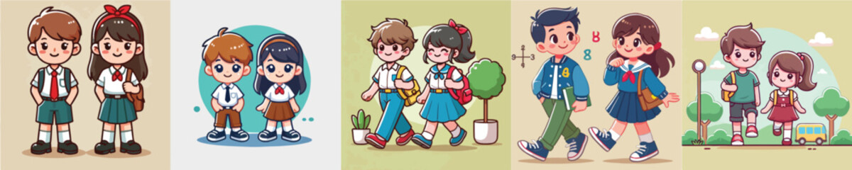 Vector collection of two little children