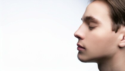 Naklejka premium Profile of feminine face with closed eyes and make-up