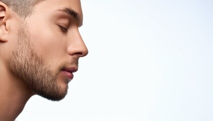 Fototapeta premium Profile of feminine face with closed eyes and make-up