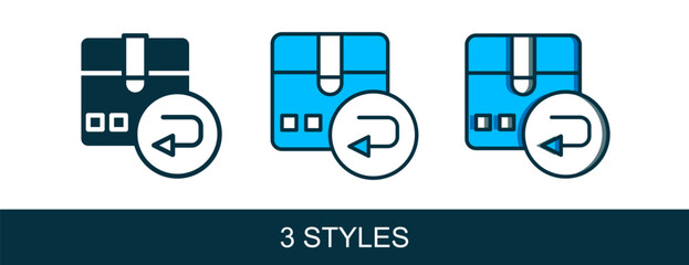 Filled outline Return cardboard box icon isolated on white background. Box, package, parcel sign. Delivery and packaging. Vector