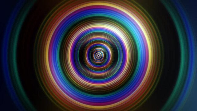 VJ Loop glow neon colorful circle radial shine ray gradient moving hypnotic spiral abstract background. 4K seamless loop center psychedelic spiral and rotation. Circular radial hypnotic 