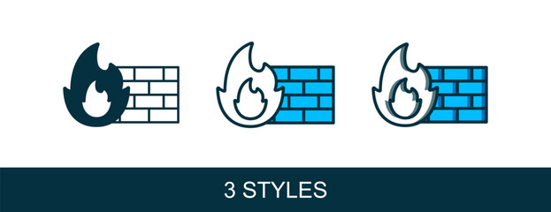 Filled outline Firewall, security wall icon isolated on white background. Vector