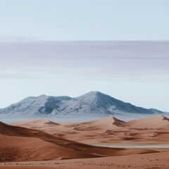 Fototapeta premium Serene Desert Landscape Sand Dunes Mountains Calm Sky