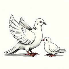 white dove isolated on white background