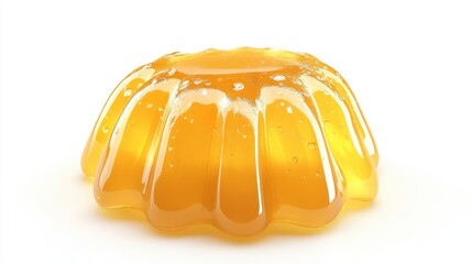 Shimmering Honey Gelatin Dessert on White Background