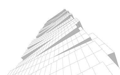 Abstract architecture vector 3d illustration on white background 