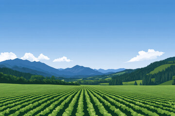 A beautiful landscape with a large field of green grass