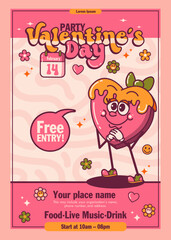 Valentine day poster with a heart mascot