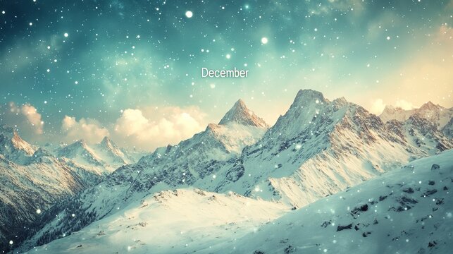 Majestic Snowy Mountain Landscape with Inspirational Quote Capturing the Beauty of Nature and Peace