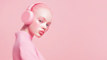 Portrait of a girl minimalist music lover.