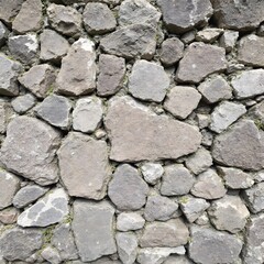 Obraz premium Stone Wall Texture Pattern with Moss Ancient Architecture Surface