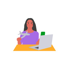 Travel Agent,  Women Career Flat Vector Illustration