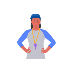 Coach,  Women Career Flat Vector Illustration