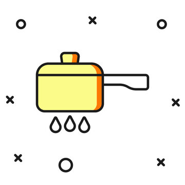 recommend clip art: Filled outline Cooking pot on fire icon isolated on white background. Boil or stew food symbol. Flat filled outline style with shadow. Vector