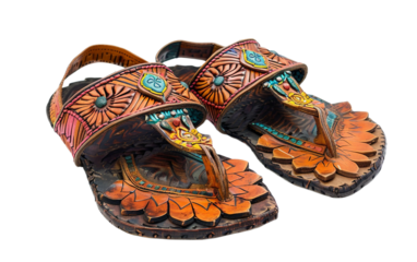 Crafted Aztec Sandals on transparent background.PNG