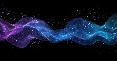 Abstract Cosmic Wave: A Symphony of Blue and Purple Nebulae