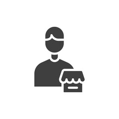 Seller vendor glyph icon. Simple solid style. Shop, market, business concept. Black and white symbol. Vector illustration isolated. SVG