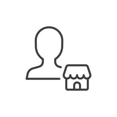 Seller vendor line icon. Simple outline style. Shop, market, business concept. Black and white symbol. Vector illustration isolated. SVG