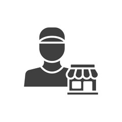 Seller vendor glyph icon. Simple solid style. Shop, market, business concept. Black and white symbol. Vector illustration isolated. SVG