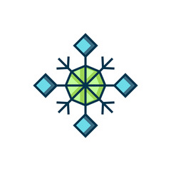 Filled outline Snowflake icon isolated on white background. Merry Christmas and Happy New Year. Flat filled outline style with shadow. Vector