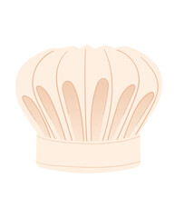 Traditional pleated chef hat with a rounded top, soft beige color, and detailed folds. Stylish kitchen hat, professional wear. Perfect for culinary. Vector illustration