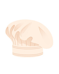 Traditional pleated chef hat with a tilted top, soft beige color, and detailed folds. Stylish kitchen hat, professional wear. Perfect for culinary. Vector illustration