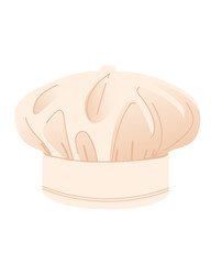 Rounded chef hat, soft beige color. Stylish kitchen hat, professional wear. Perfect for culinary. Vector illustration
