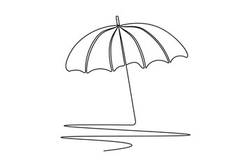 Umbrella continuous one line drawing and minimalist style isolate outline vector icon