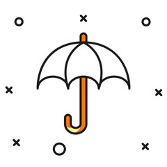 Filled outline Umbrella icon isolated on white background. Insurance concept. Waterproof icon. Protection, safety, security concept. Flat filled outline style with shadow. Vector