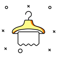 Filled outline Hanger wardrobe icon isolated on white background. Cloakroom icon. Clothes service symbol. Laundry hanger sign. Flat filled outline style with shadow. Vector