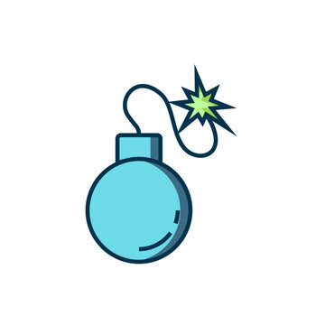 recommend clip art: Filled outline Bomb ready to explode icon isolated on white background. Flat filled outline style with shadow. Vector