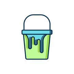 Filled outline Paint bucket icon isolated on white background. Flat filled outline style with shadow. Vector