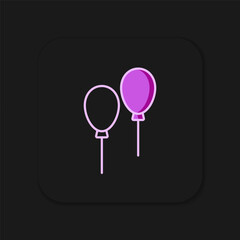 Filled outline Balloons with ribbon icon isolated on black background. Flat filled outline style with shadow. Vector