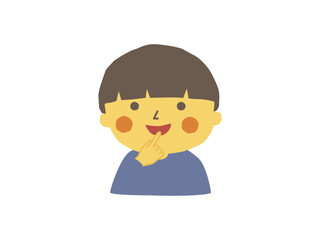 人差し指をくわえる男の子