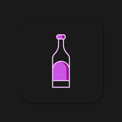 Filled outline Bottle of wine icon isolated on black background. Flat filled outline style with shadow. Vector