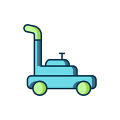 Filled outline Lawn mower icon isolated on white background. Lawn mower cutting grass. Flat filled outline style with shadow. Vector