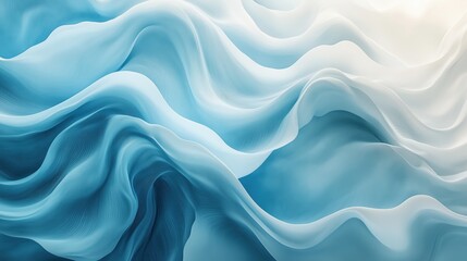 Obraz premium Flowing Blue and White Fabric-Like Waves in Soft Light