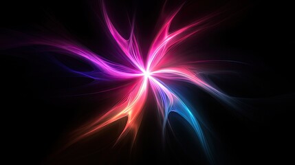 Obraz premium Abstract Neon Explosion of Light, Technology, and Futuristic Concept, Ideal for Digital Design, Innovation, and Modern Themes. 