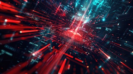 Obraz premium Futuristic Circuit Board with Digital Data Streams