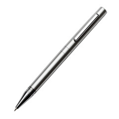 A silver pen with a black tip. Transparent Png. Generative Ai.