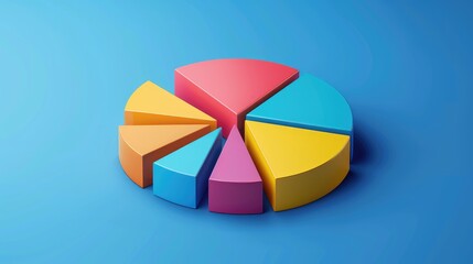 Obraz premium Vibrant 3D Pie Chart on Blue Background