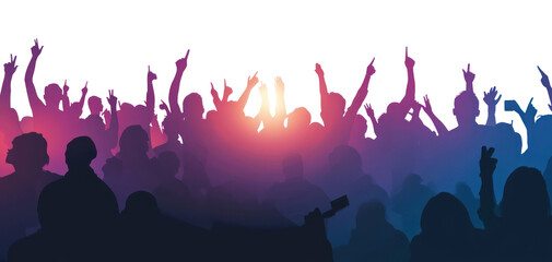 PNG Silhouette crowd people enjoying concert person party celebration.