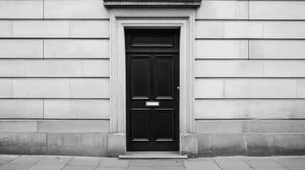 Fototapeta premium Black door in a light stone building.