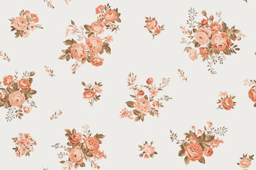 Seamless spring vector pattern with floral motif for dress fabric	
