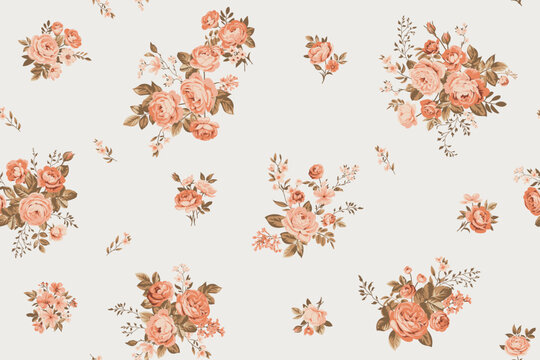 Seamless spring vector pattern with floral motif for dress fabric	
