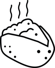Baked Potato Simple Outline Illustration