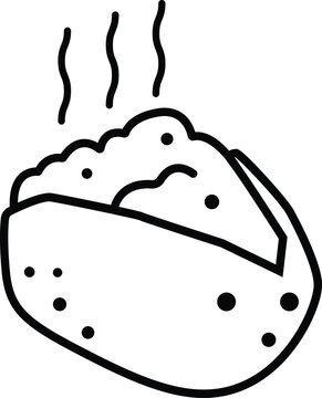 steaming black and white taco clip art preview