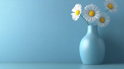 Serene Daisies in a Light Blue Vase Minimalist Home Decor