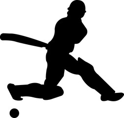 Player playing cricket action pose icon black flat championship vector collection isolated on transparent background. Related to the game of cricket with various element bowler fielder